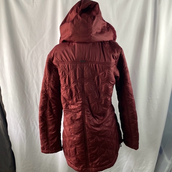 Women's Quilted Hooded Jacket - Red - Picture 4 of 6